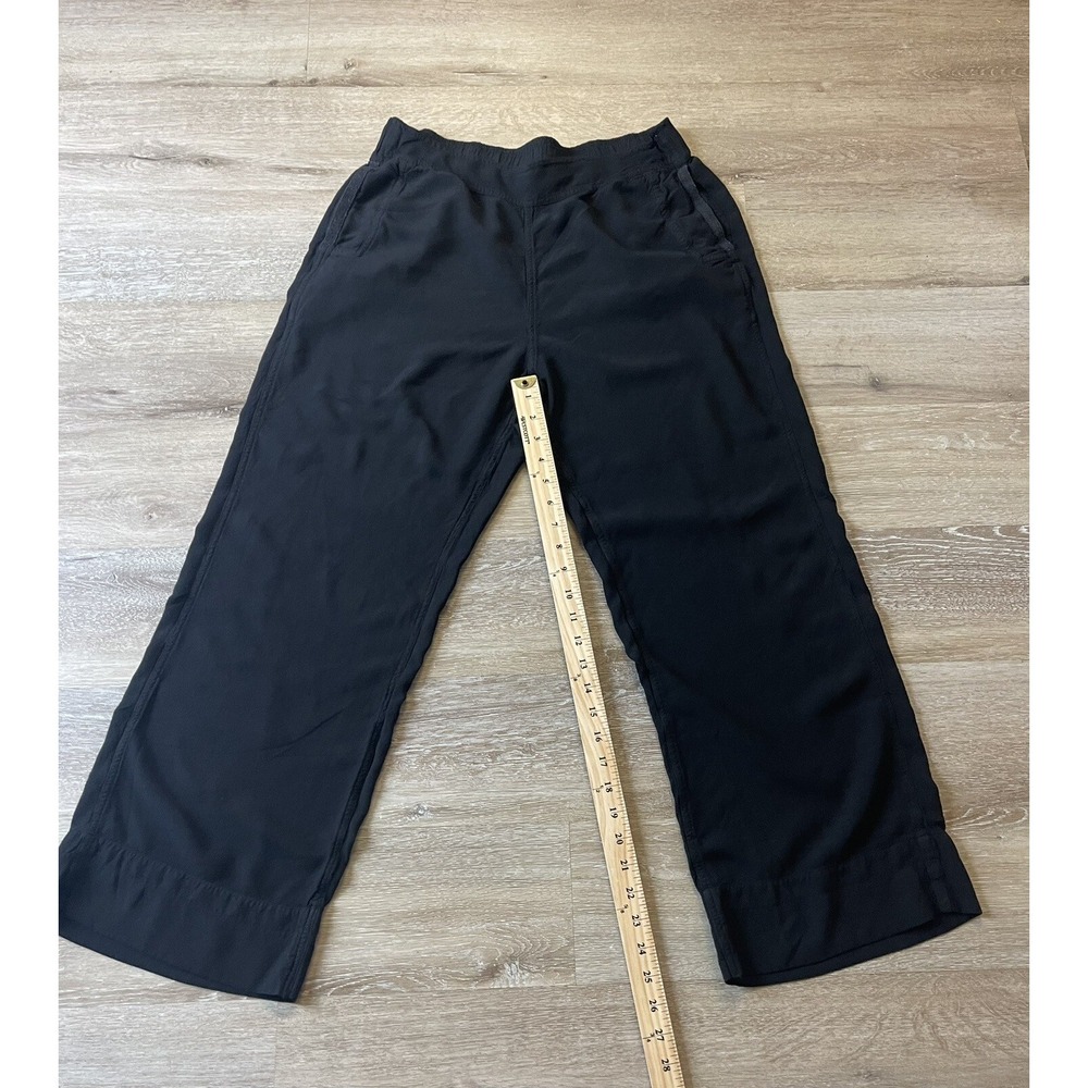 Soft Surroundings Large Black Pull-on Flowy Pant Flat Front Lace Trim Pocket - Picture 4 of 9